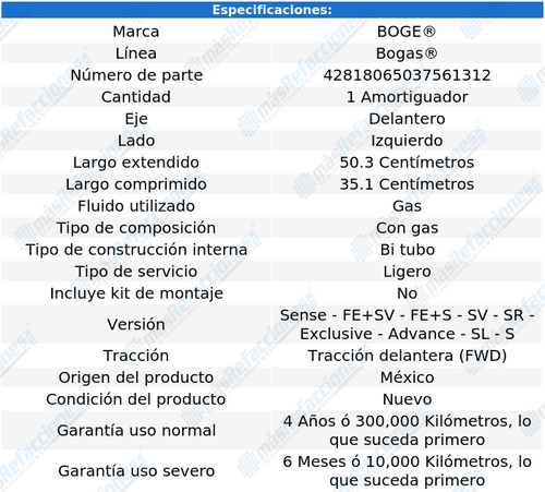 Amortiguador Bogas Boge Para Nissan Sentra 2013-2019 Foto 2