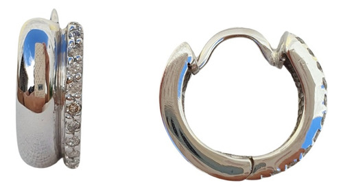 Brinco Argola Argolinha De Ouro Branco 18k 750 E Diamantes  Branco