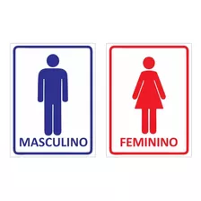 Kit De Placas Sinalização Banheiro Feminino E Masculino