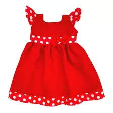 Vestido Para Nena Rojo Con Lunares, Talles 4 Al 12