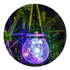 Lámpara Esfera Colgante Luces Led Solar Decorativa Jardín