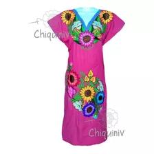 Bata Vestido Artesanal Bordada De Zinacantan Chiapas