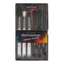 Kit De 6 Pincéis Para Maquiagem Macrilan Wb500 Branco/preto