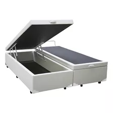 Base Cama Box Baú Blindado Queen Size Couro Sintético Branco