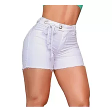 Short Jeans Branco Feminino Forma Pequena Marca Oxtreet Jean