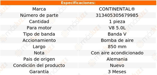 Banda 850 Mm Acc G10 V8 5.0l 85 Continental Bomba De Aire Foto 4