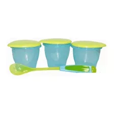 Juego Tupper X 3 Con Cuchara Para La Comida De Los Bebes