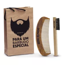 Pente E Escova De Barba - Madeira Para Barba E Bigode