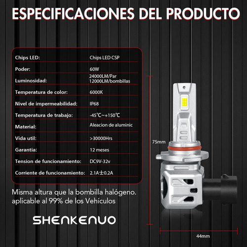 24000lm 9005 9006 Focos Led Haz Alto/bajo Para Chevrolet Foto 5