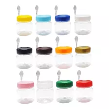 10 Pote De Papinha P/ Lembrancinhas Plástico 40ml Com Colher