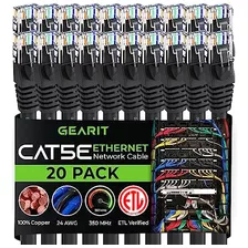 Gearit, Paquete De 20, Cable De Conexión Ethernet Cat5e De 2