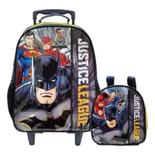 Mochila De Rodinhas Xeryus C/ Lancheira Liga Da Justiça .