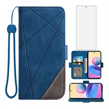 Ho Funda Cartera Para Xiaomi Redmi Note 10 5g Azul Piel