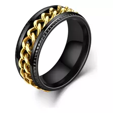 Anillo De Tungsteno Giratorio Estrés Y Ansiedad Dorado/negro