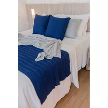 Xale Manta Sofá Trico Peseira Cama Queen + 2 Capas Almofadas