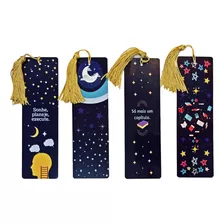 Kit 4 Marcadores De Página Com Tassel Estrelas