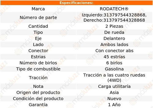 (2) Mazas Rueda Del C/conector Abs Lobo 8 Cil 5.4l 4wd 09/10 Foto 2