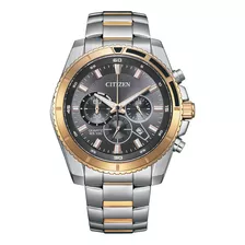 Reloj Citizen An820459h Para Hombre Cronógrafo Marcador24hrs Color De La Malla Dos Tonos Color Del Bisel Dorado/negro Color Del Fondo Gris