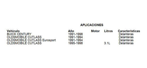 Balatas De Disco Delanteras Oldsmobile Cutlass 1998 3.1l Foto 5