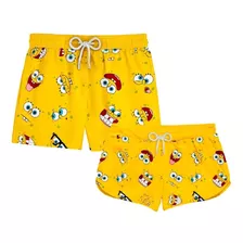 Kit Casal Short Praia Bob Esponja Calça Quadrada Ref0285