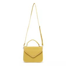 Bolsa De Mão Ombro Transversal Feminina Mini Bag Alça Preta Cor Amarelo