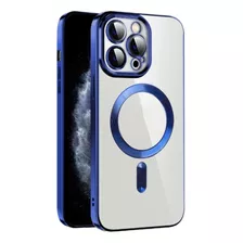 Funda For iPhone 12 Pro Max Magsafe + Protector Camara Azul