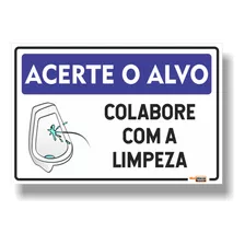 Placa Para Banheiro Acerte O Alvo Higiene Mictorio Azul