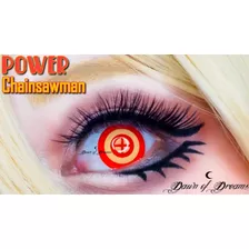 Pupilentes Chainsawman Power, Cosplay, Rojo Naranja