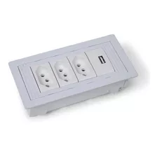 Caixa Regua Tomada De Embutir 2 Tomada 1 Usb 1 Rj45