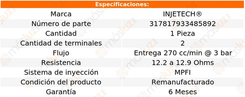 1) Inyector Combustible Jeep Cherokee L6 4.0l 96/98 Injetech Foto 4