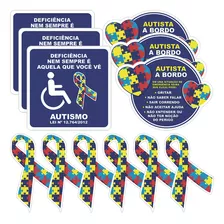 12 Adesivos Símbolo Autista A Bordo Carro Lei Pcd Colante Cor Azul