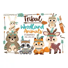 Animalitos Nordicos Tribales Cliparts Png Papeles + Regalo