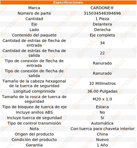 (1) Flecha Homocintica Del Der Geo Spectrum 89 Cardone Foto 4