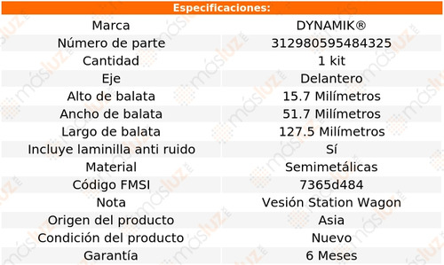 Balatas Semimetalicas Del Eagle Summit V8 5.7l 93/96 Dynamik Foto 3