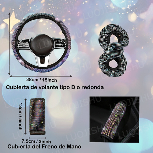 Funda Cubre Volante Diamontes Accesorios Auto Mujer 5 Kits  Foto 4
