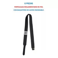 6 Portacajas Reglamentario De Piel Y Baquetero De Acero Inox