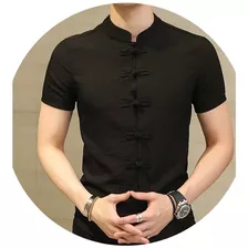 Camisa Masculina Manga Corta, Estilo Hindú, Material Liviano