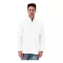 Camisa Blanca Manga Larga De Vestir Lisa Con Bolsillo