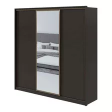 Guarda-roupa Casal Com 1 Espelho Spazio Flex 3 Pt 6 Gv Pr... Cor Preto