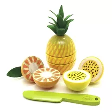 Brinquedo Madeira Kit Frutas Corte Abacaxi Maracujá Laranja