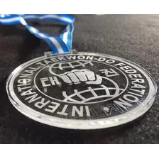 35 Medallas Acrilico Cristal - 5 Cm - Personalizada + Cinta