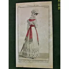 Moda Grabado Antiguo Coloreado Costume Parisien 2099