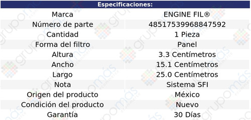 Filtro De Aire Engine Fil Mercury Tracer L4 1.8l 1991 A 1996 Foto 2