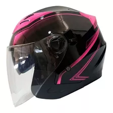 Casco Abierto Ghb 708 Linea Negro Rosa