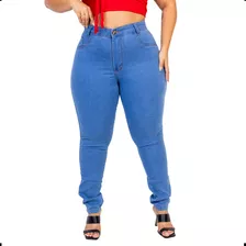  Calça Jeans Plus Size Feminina Com Lycra Cintura Alta