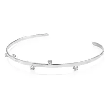 Bracelete Folheado Em Ródio Branco 5 Pontos De Luz Piuka Comprimento 5.5 Cm Cor Prateado Diâmetro 5.5 Cm