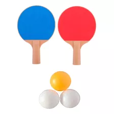 Kit Ping Pong Tenis De Mesa 2 Raquetes + 3 Bolas