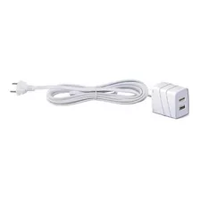 Cabo Prolongador Com Tomada Usb A + C 3m Branco Force Line