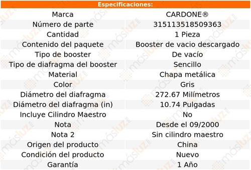 (1) Booster Frenos Toyota Tacoma 3.4l V6 01 Foto 5