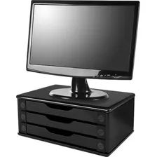 Suporte Monitor Mdf Black Piano 3 Gavetas Black Souza 3357